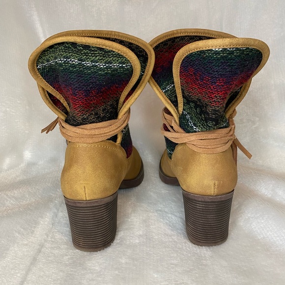 Sugar Holly Brown Faux Leather Heel Southwestern Aztec Boho Ankle Boots - Picture 8 of 11